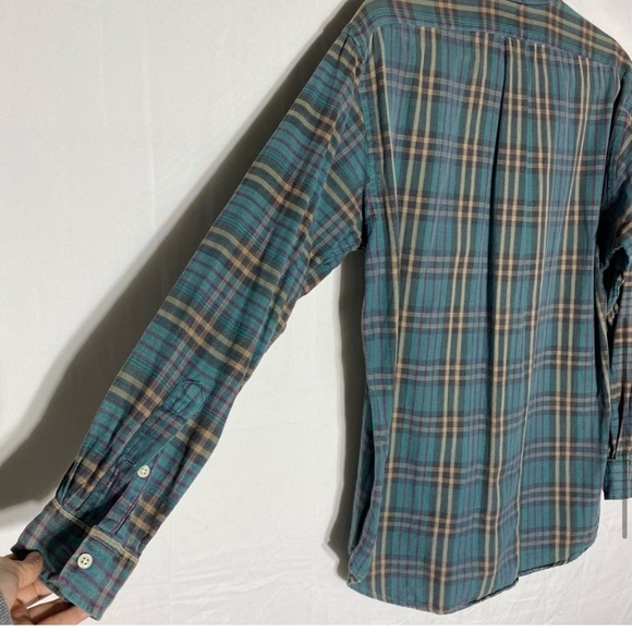 Vintage Polo Ralph Lauren Green Tan Purple Plaid Casual Button Up Shirt S - Picture 10 of 15